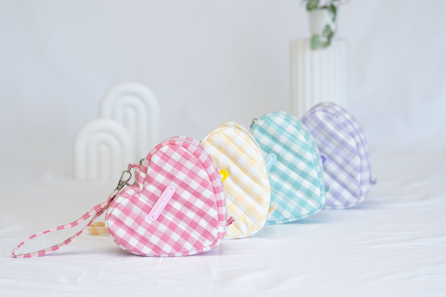 2 Sizes Heart Pouch PDF Pattern "Love" Templates & 4K video turorial + written instruction.