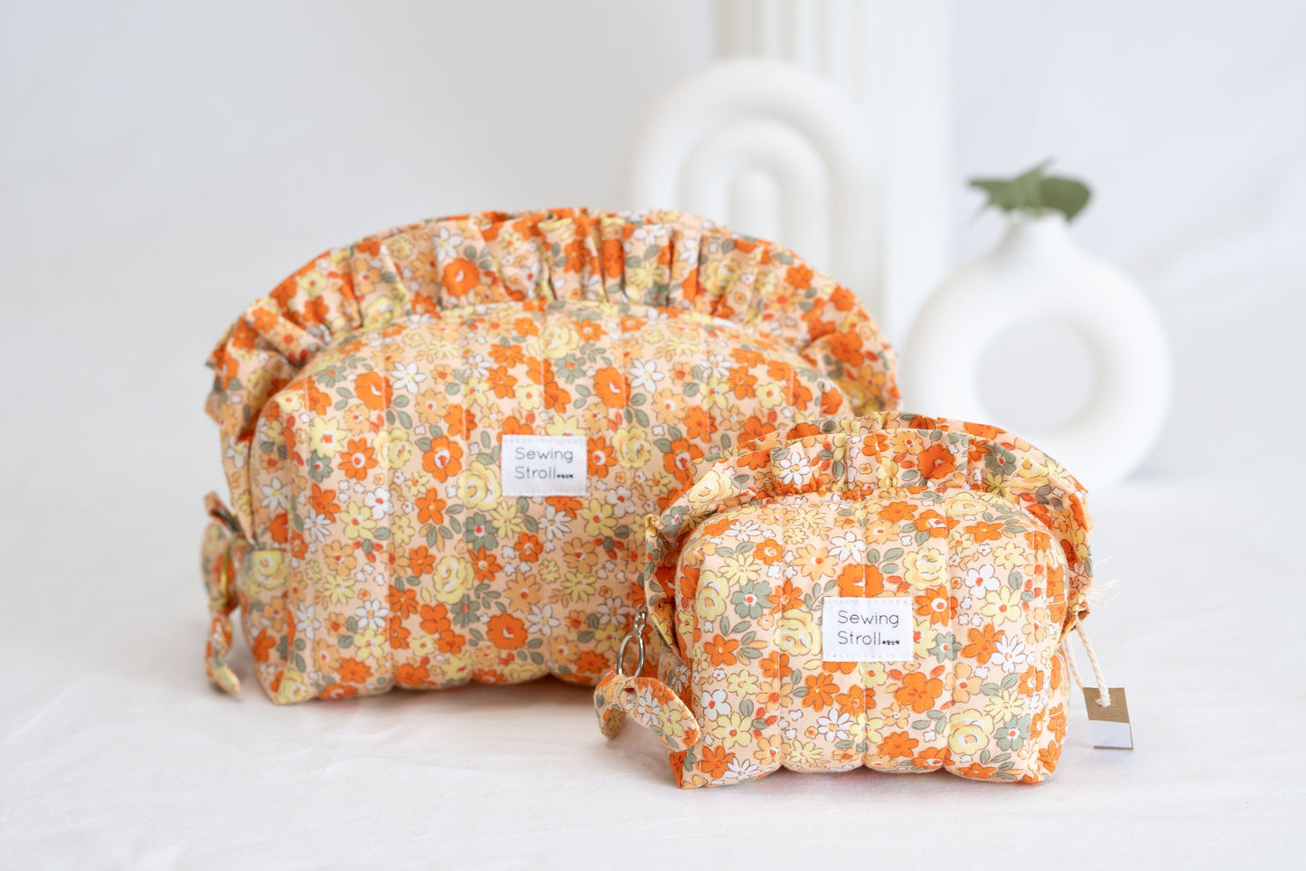 DIY Sewing Pattern 2sizes Quilted Pouch " Charlotte" Templates with Video Tutorial + Written instruction