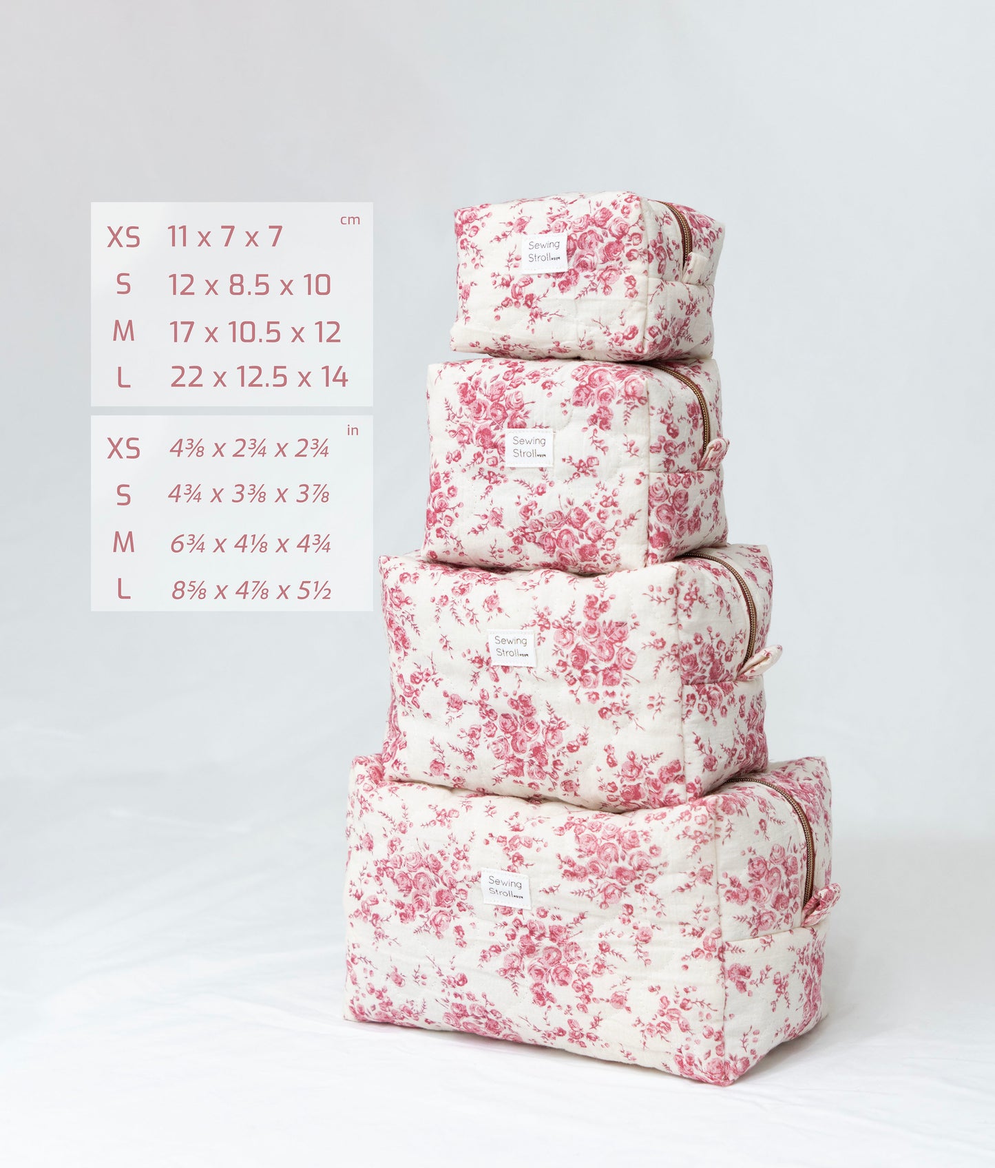 5 sizes Boxy Pouch Sewing Pattern + Sewing instructions + Video Tutorial