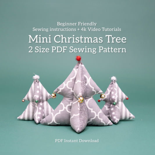 Mini Fabric Christmas Tree Sewing Pattern | Beginner Friendly, 2 Sizes (PDF Download)