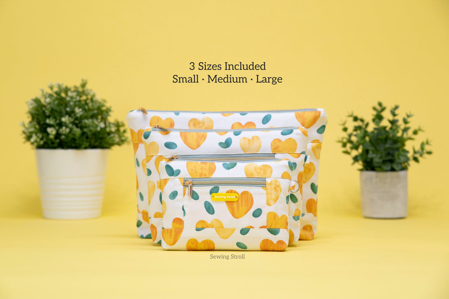 DIY Sewing Pattern PIA Pouch  PDF Sewing Pattern with  Video Tutorials  3 Sizes Included
