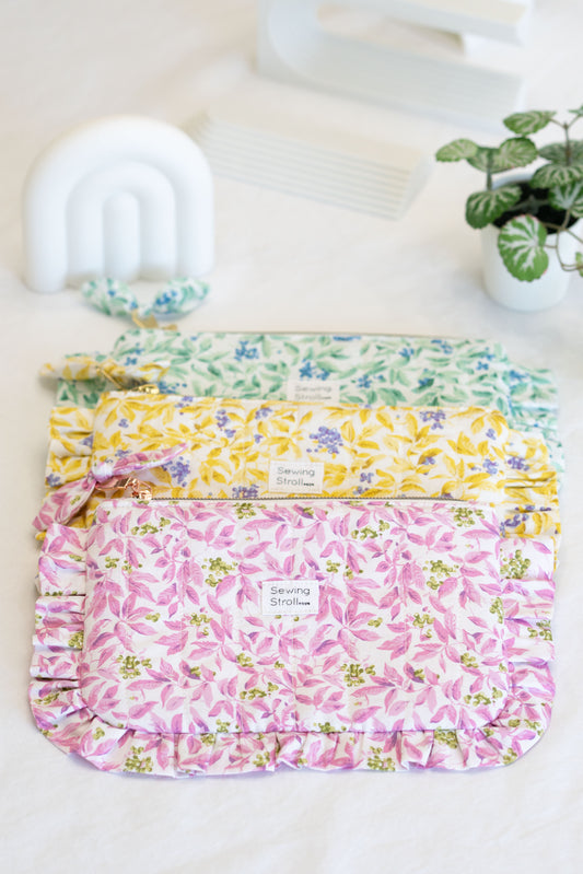 DIY Sewing Project 2Sizes Frill Pouch "Aurora" PDF Pattern and tutorial