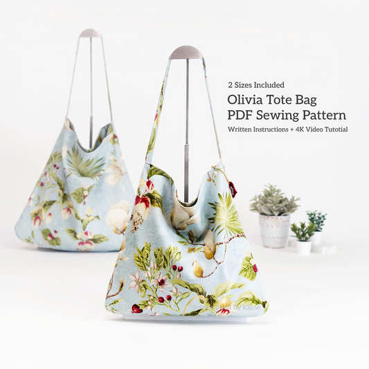 Tote Bag Sewing Pattern PDF, Olivia Tote Bag Pattern, Beginner Friendly Tote, DIY Bag Tutorial