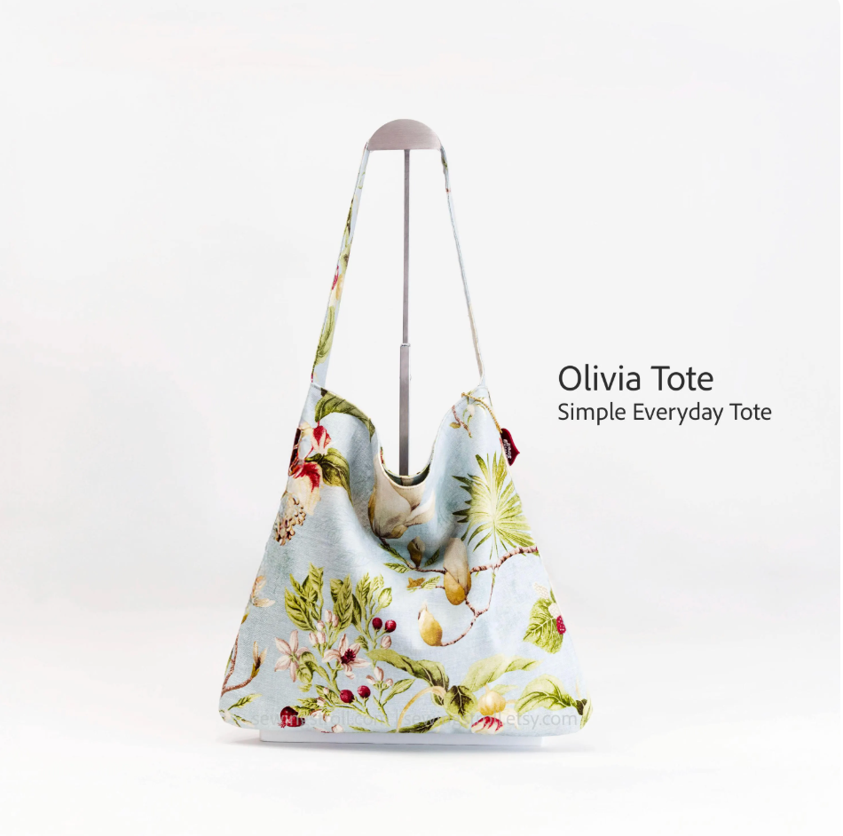 Tote Bag Sewing Pattern PDF, Olivia Tote Bag Pattern, Beginner Friendly Tote, DIY Bag Tutorial