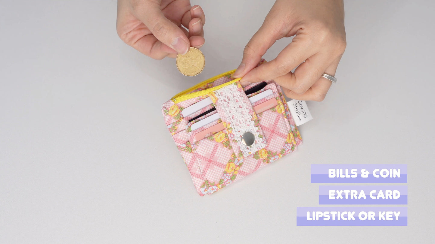 DIY Sewing wallet " Lulu" PDF Template pattern with Youtube video tutorial + written instruction