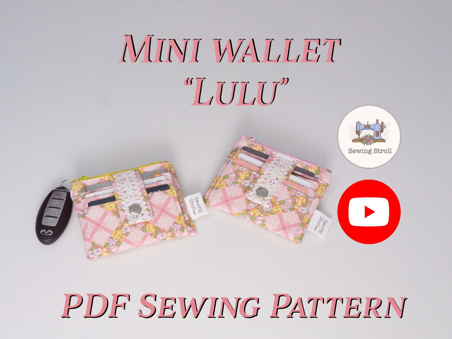 DIY Sewing wallet " Lulu" PDF Template pattern with Youtube video tutorial + written instruction