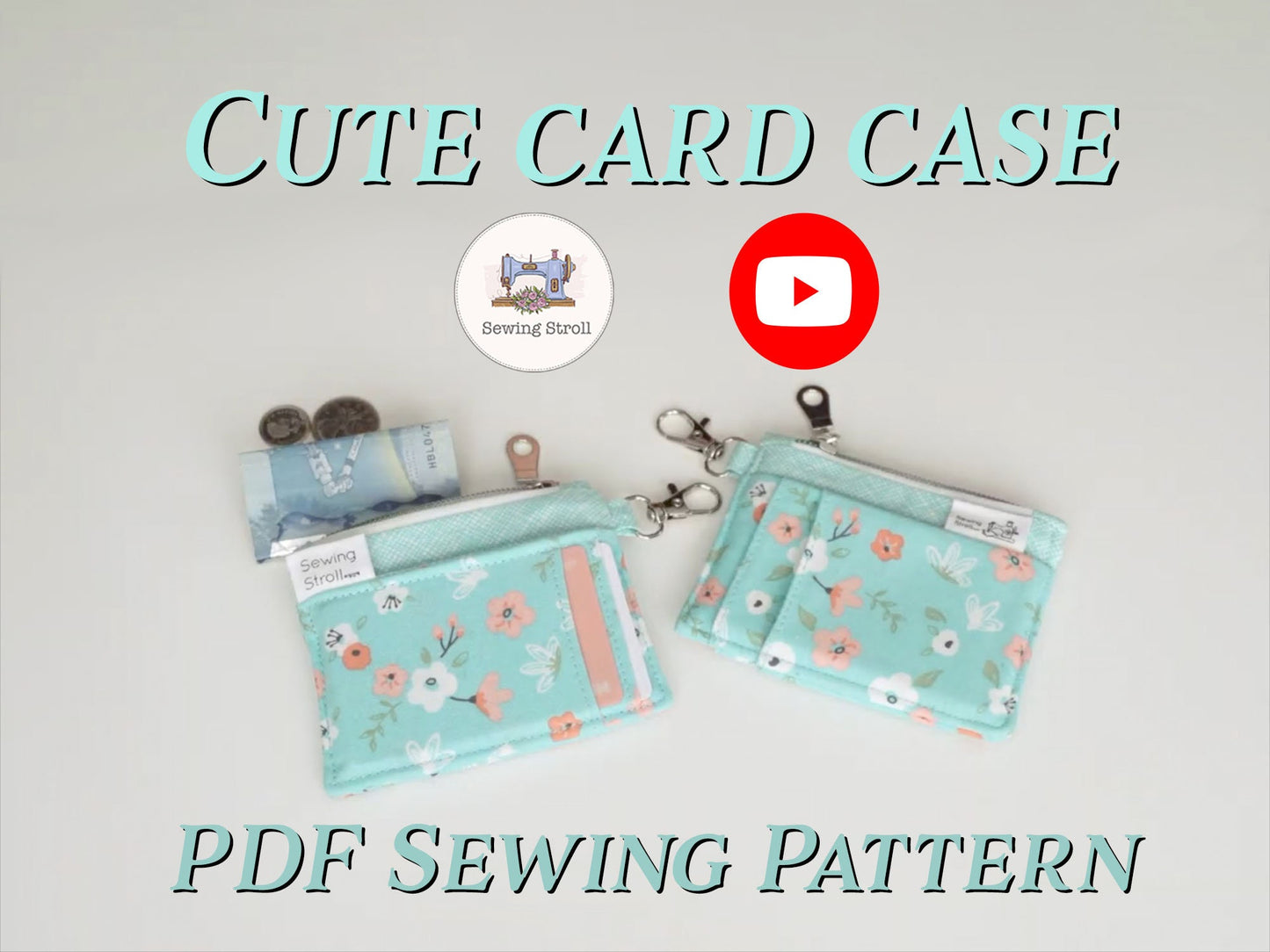 DIY Cute card case sewing templates patterns with YouTube tutorial + written instructions