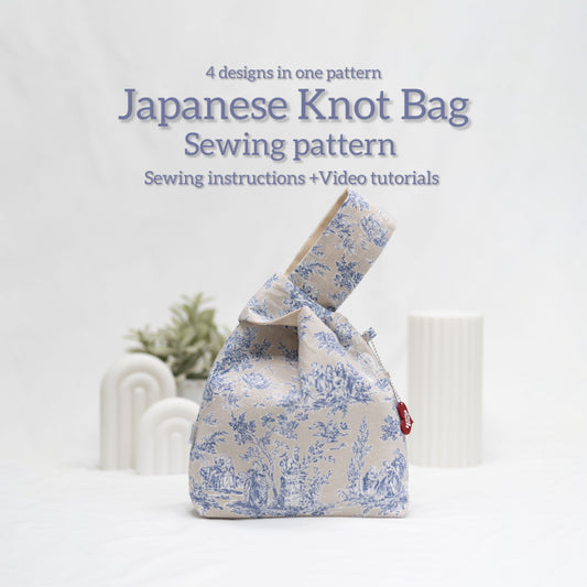 PDF Sewing Pattern Japanese Knot bag + Bonus Project for beginner | Youtube tutorial + Written instructions