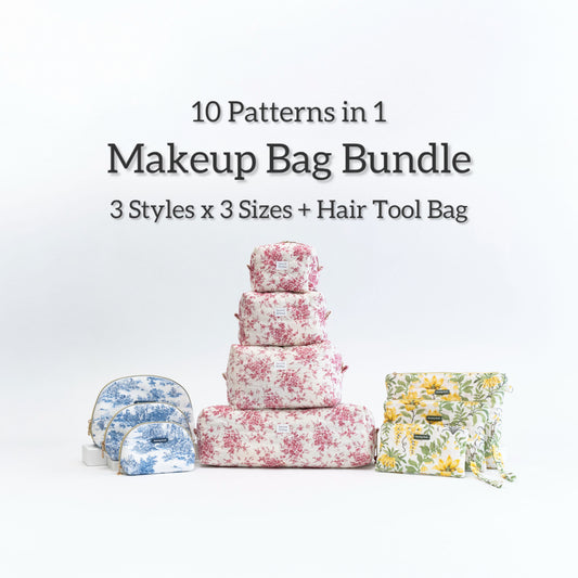 Makeup Bag Pattern Bundle – 3 Styles + Hair Tool Bag